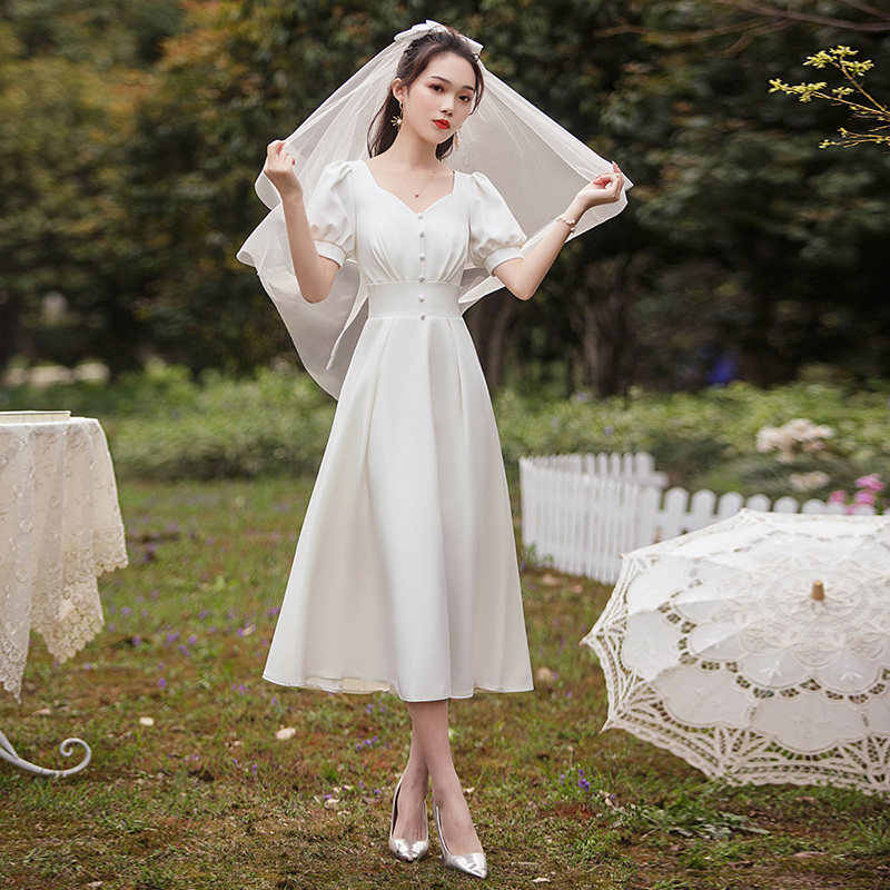 法式轻婚纱日常可穿轻奢气质连衣裙 美蓓可婚纱