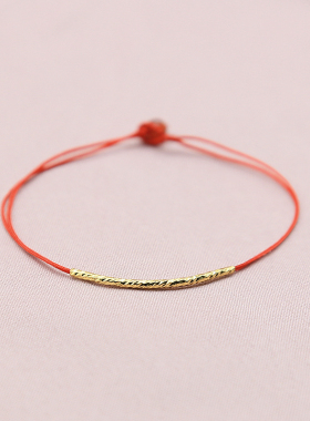 情侣镀金极细简约本命年红绳手链