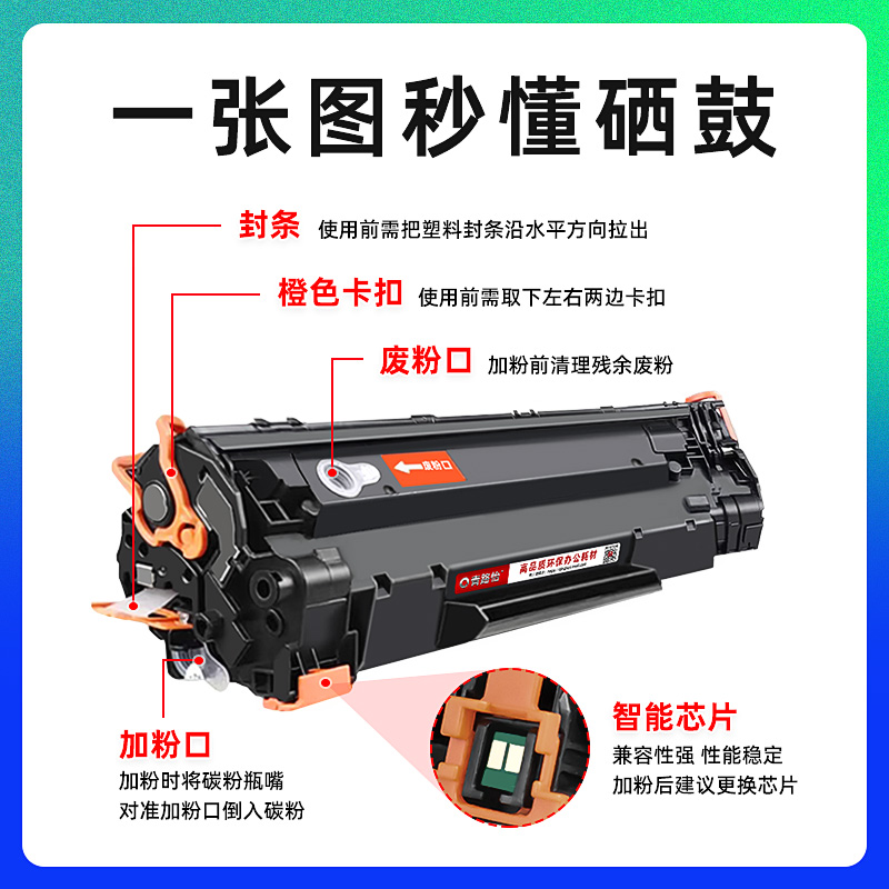 LBP3010可循环加粉硒鼓crg925通用佳能牌激光打印机LBP3100 LBP3018 LBP3050晒鼓息股墨鼓CRG912碳粉兼容原装 - 图1