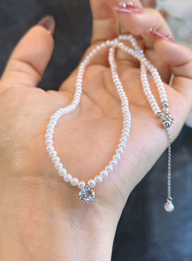 杨杨babytime 长期主义！3mm小米珍珠单钻项链纯银极简百搭锁骨链