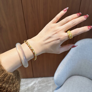 金店同款亚金半钻光面蜂巢手链