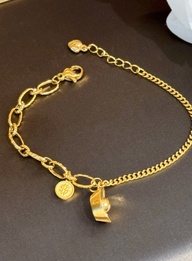 杨杨babytime 金店同款 国风财迷元宝圆牌手链亚金可碰水免摘三金