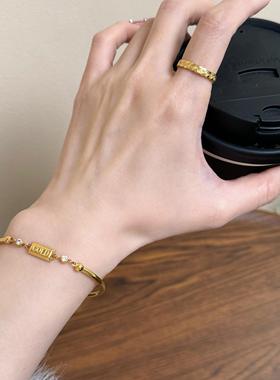 杨杨babytime GOLD 金店平替古法小金条手链可碰水保色双钻新款