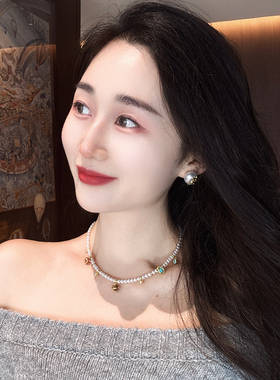 美拉德琥珀系虎眼石土星珍珠项链