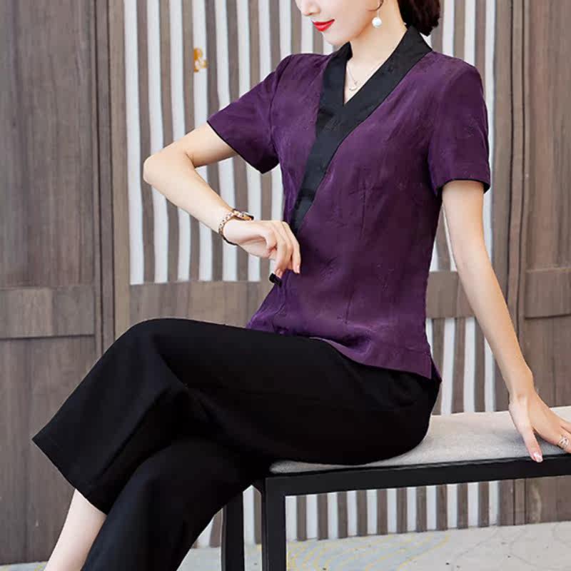 复古女式香云纱唐装短款中国风上衣 津仁妤上衣