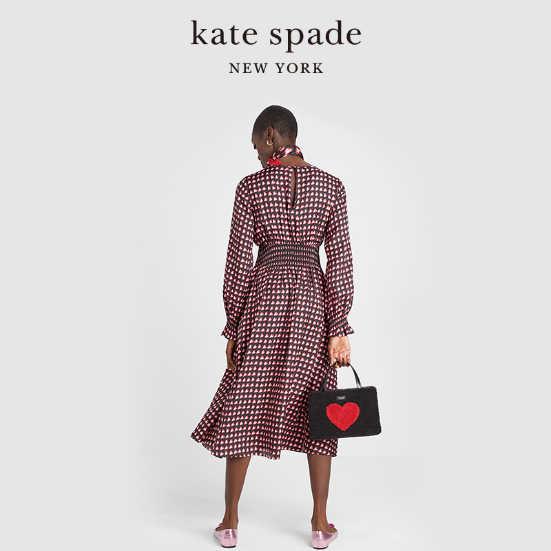 kate spade ks爱心连衣裙收腰时尚修身爱心时尚优雅长裙女士夏-图2