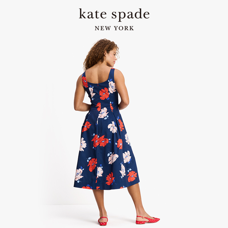 【春季新品】kate spade ks碎花薄纱连衣裙休闲度假日常通勤女-图2