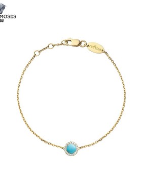 红绳女士金链钻石镶绿松石手链