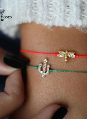 Redline/红绳女士镶钻石蜻蜓手绳