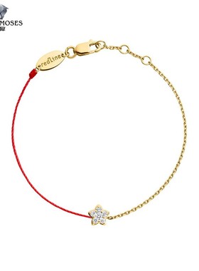 redline/红绳女士2023新款Chacha 0.05克拉圆形钻石半绳半链手链