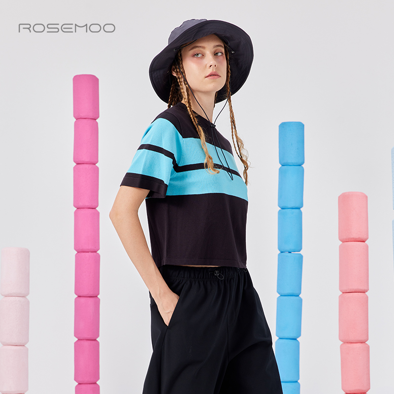容子木ROSEMOO25夏【商场同款】圆领撞色毛织套头上衣RSS2TP224B - 图3