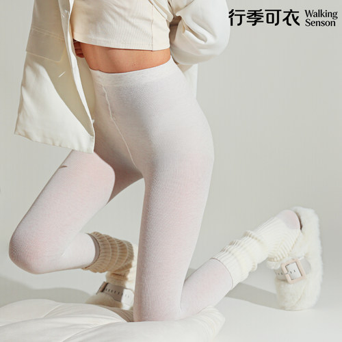 行季可衣燕麦白丝袜外穿女秋冬款防勾丝连裤袜白丝打底袜光腿神器 - 图0
