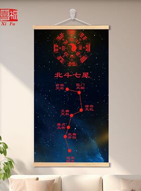北斗七星图挂画北斗九星风水周易八卦招财保平安旺财运装饰卷轴画