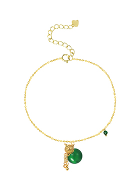 敢酷祖母绿玛瑙葫芦细手链925纯银轻奢新中式铜钱设计国潮手饰女