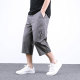 Summer men's cropped pants men's loose straight shorts summer mid-pants loose 7-point pants pure cotton casual thin style