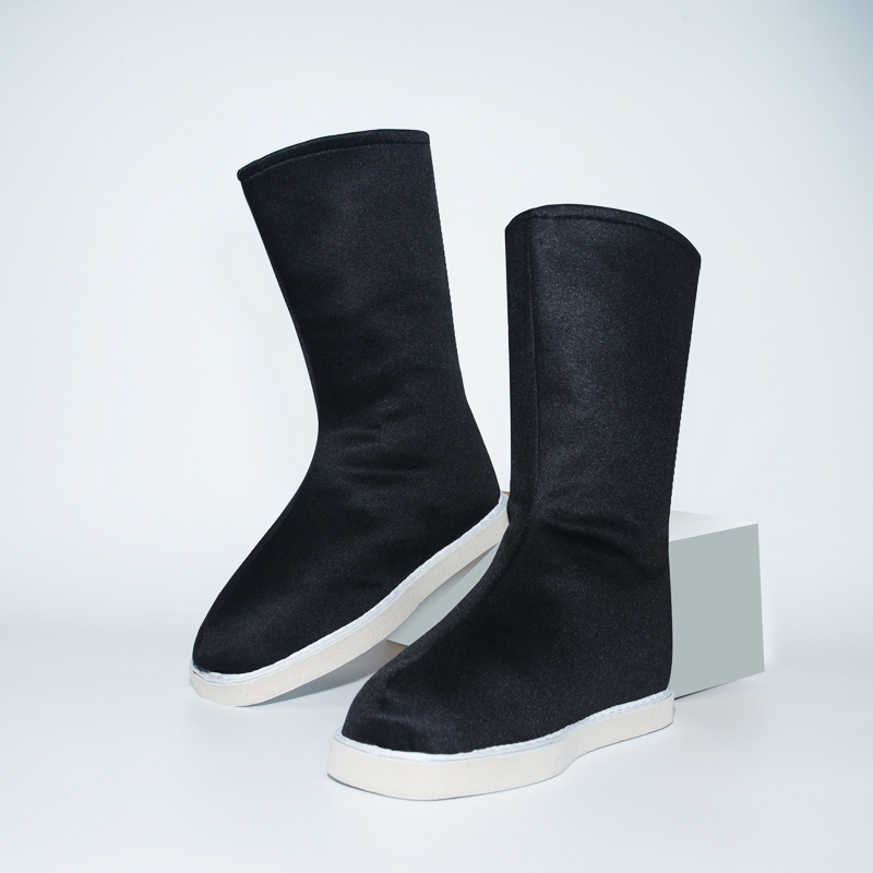 汉服鞋子官靴高筒宋代帆布翘头明制平底中式古装鞋内增高儿童靴子 - 图1