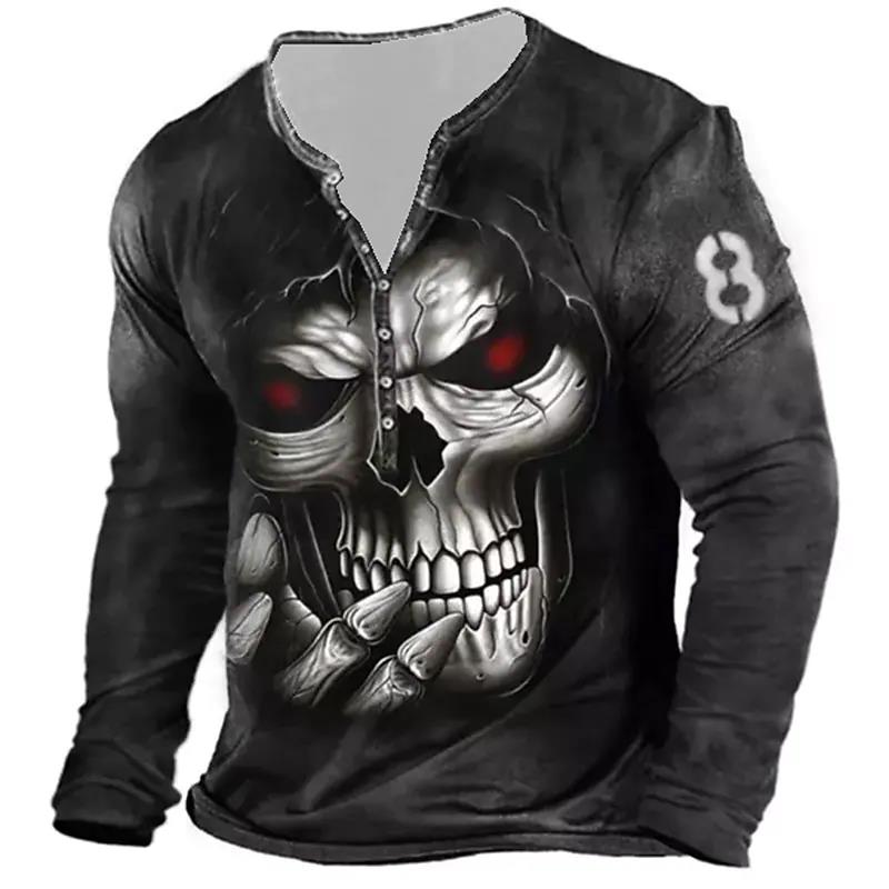 3D skeleton half cardigan long sleeve top 3D骷髅半开衫上衣男-图3