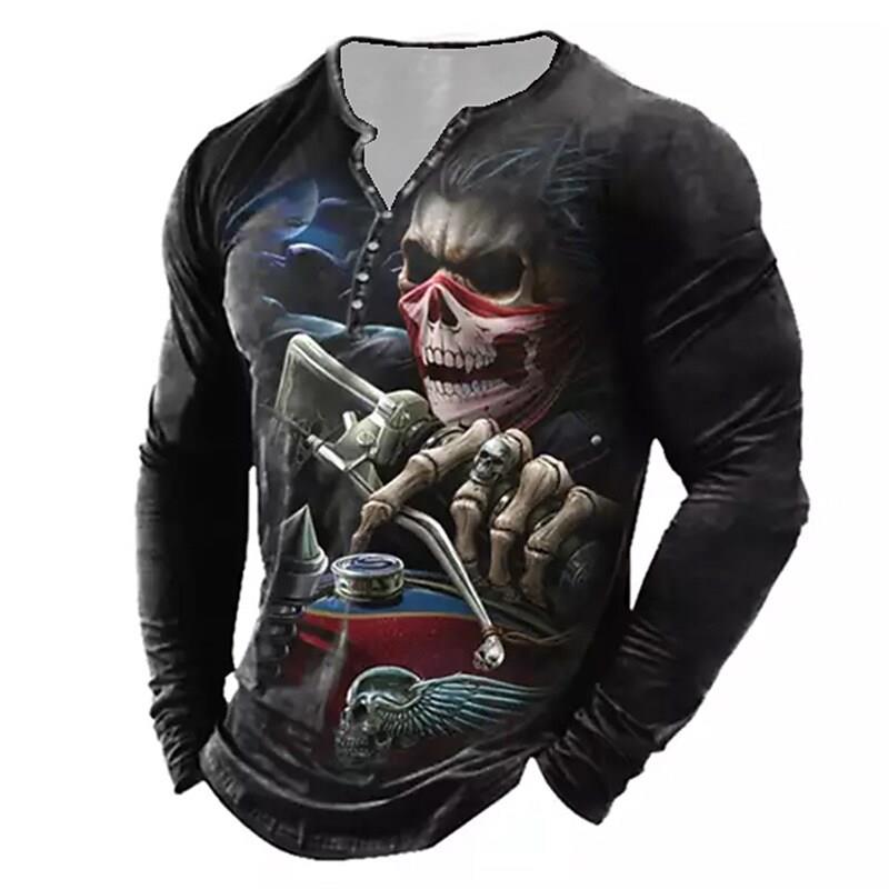 3D skeleton half cardigan long sleeve top 3D骷髅半开衫上衣男-图1