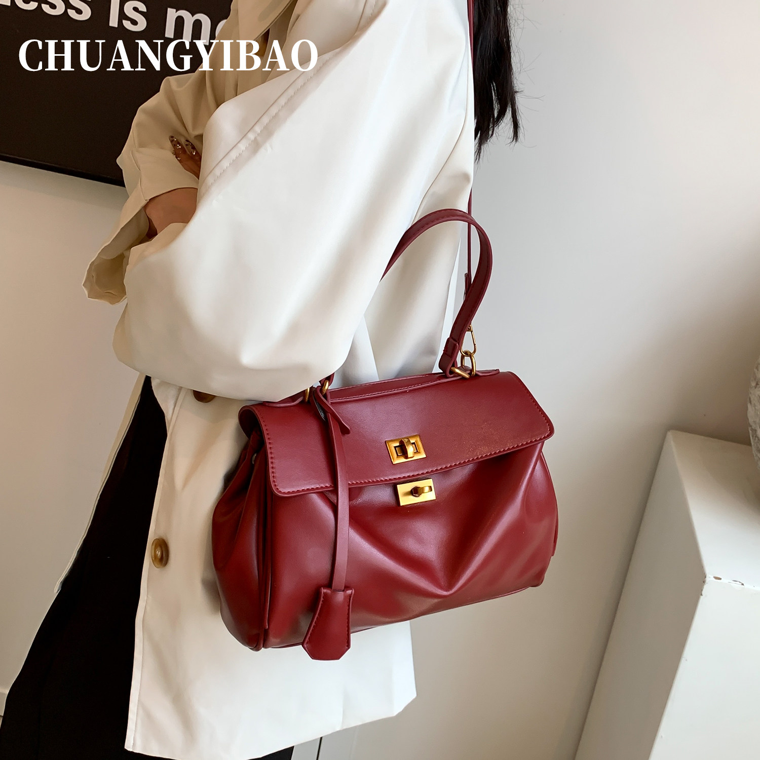 红色大容量凯莉托特包包女式2025新款轻奢小众高级感通勤单肩婚包,淘宝优惠券,粉丝福利购,淘宝优惠卷