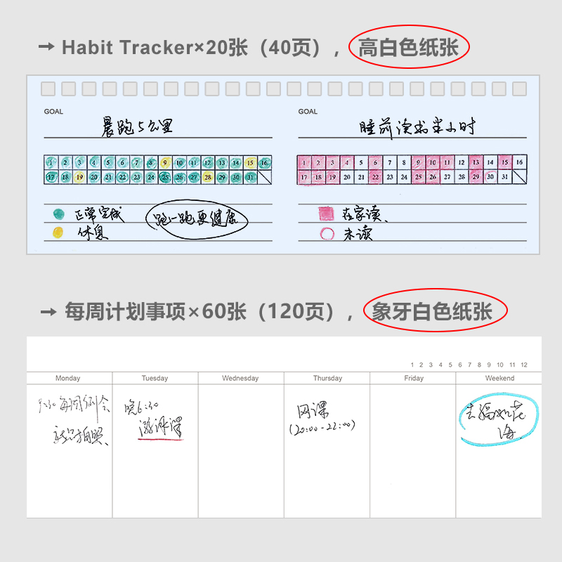 『言本文具』周计划本&打卡本 weeks每周日程管理待办事项线圈本学习工作Weekly Planner桌面小本子横向1151 - 图1