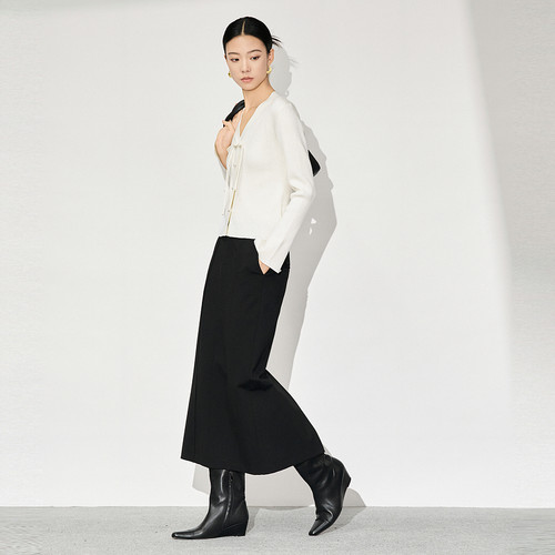 XG雪歌XK411865A891盘扣毛针织衫时尚冬季新款米白色绵羊毛毛衫女 - 图0