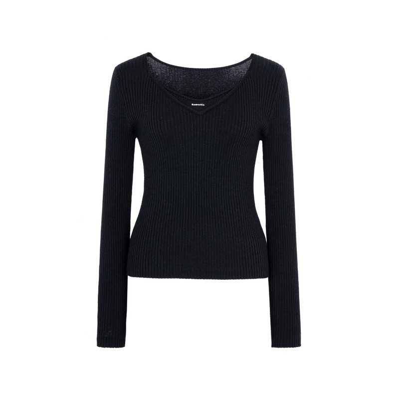 XG雪歌XK311867A890黑色镂空毛针织衫时尚秋季新款修身长袖毛衫女,淘宝优惠券,粉丝福利购,淘宝优惠卷