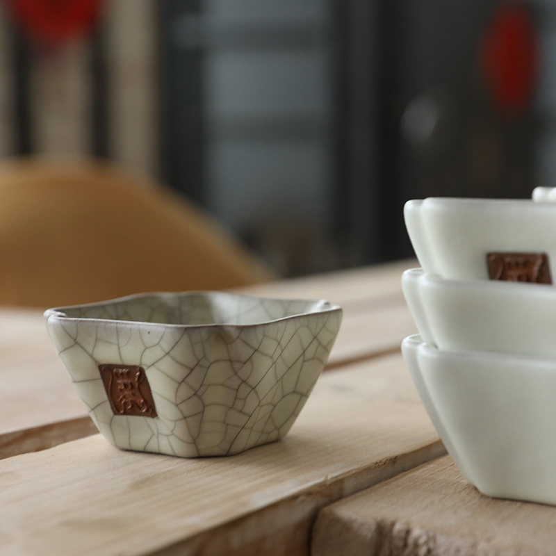 西泠印象金鑫大师龙泉青瓷杯龙印四方倭脚杯单杯陶瓷茶具礼盒送礼