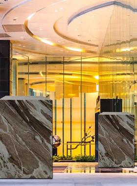 紫彩玉大理石头墩子底座酒店前台雕塑展示台装饰落地摆件基座