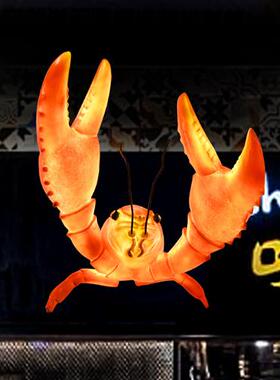 户外大型仿真发光小龙虾雕塑玻璃钢模型摆件海洋馆餐馆大排档装饰