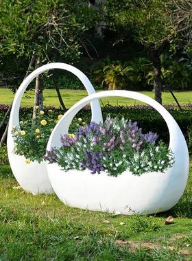 创意玻璃钢花篮雕塑户外园林景观公园庭院房地产小区草坪造景摆件