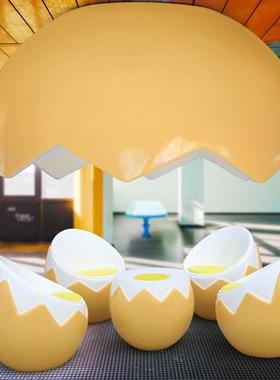 玻璃钢鲸鱼座椅雕塑小区商场公园售楼部装饰卡通蘑菇桌椅摆件造景