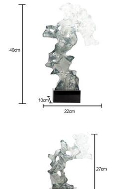 新中式透明树脂假山雕塑艺术品摆件展示厅玄关酒店大堂走廊装饰品