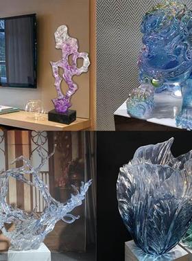 铂晶透明树脂雕塑创意家具摆件户外抽象人物仿水晶工艺艺术品定制