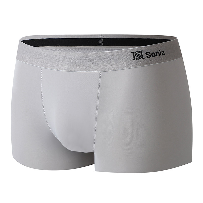 梭尼亚男士冰丝中腰纯色无痕头内裤 梭尼亚男平角内裤