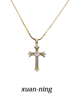 十字架吊坠项链轻奢男女蛇骨链