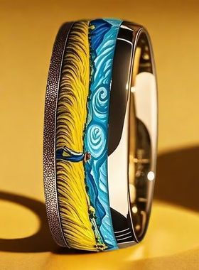 梵高艺术戒指小众设计情侣百搭