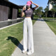 High waist slit casual bootcut suit pants