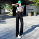 High waist slit casual bootcut suit pants