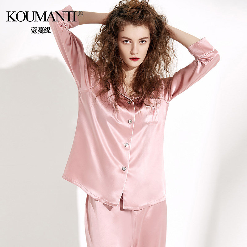 100%桑蚕丝春秋19姆米重磅长袖睡衣 蔻蔓缇睡衣/家居服套装