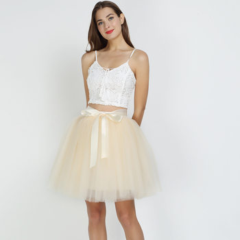 Ladies Bow Tie Mesh Tufted Skirt ເດັກຍິງຫວານ Bow Tie Mesh Tufted Skirt