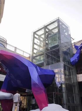 户外大型不锈钢发光镂空鲸鱼雕塑酒店镜面海豚售楼处景观装饰摆件