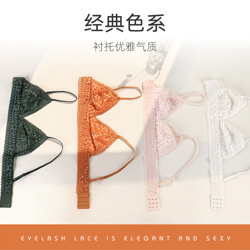 夏季薄款法式内衣套装bralette蕾丝三角杯无钢圈文胸女布谷春天_虎窝淘