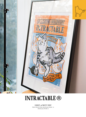 INTRACTABLE猫插画大幅装饰画漫画卡通限量收藏画框装裱家装挂画