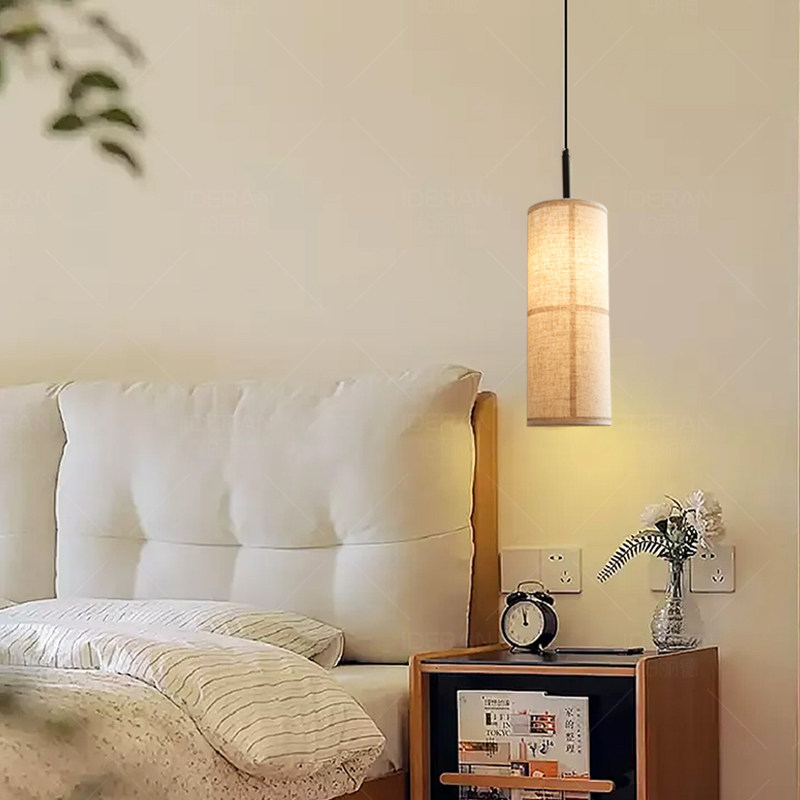 法式中古吊灯家用极简侘寂风布艺灯罩氛围感卧室床头柜上方长线灯,淘宝优惠券,粉丝福利购,淘宝优惠卷