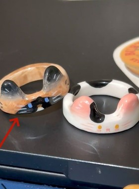 多巴胺戒指可爱卡通童趣布偶猫喵星人小众手饰少女心简约