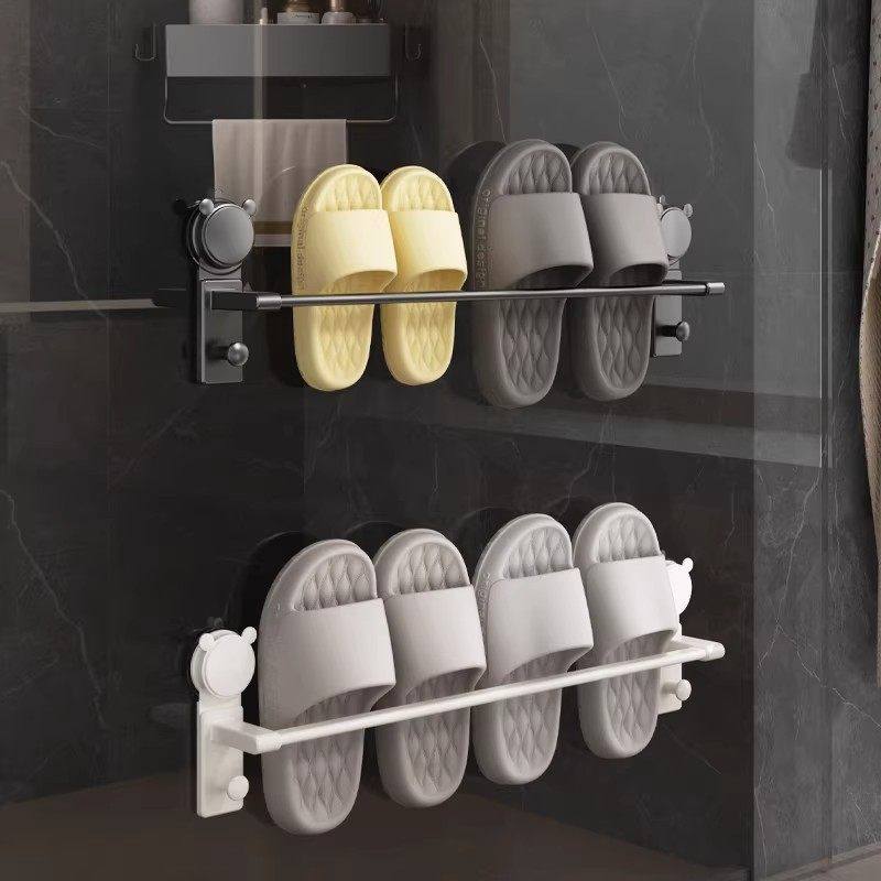卫生间吸盘拖鞋架免打孔壁挂家用浴室厕所挂杆毛巾拖鞋沥水收纳架,淘宝优惠券,粉丝福利购,淘宝优惠卷