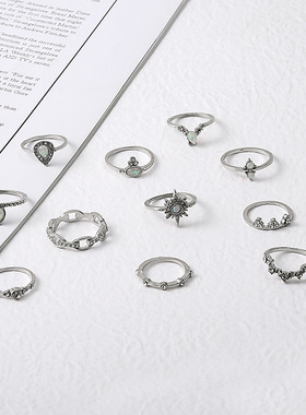 temperament Joint Crown Rings Twelve Piece Set Ring Female