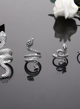 Men's Serpentine Ring Punk snake Animal Retro ring朋克戒指男