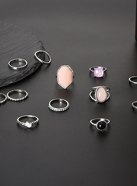 New Vintage Black Artificial stone Set Ring Women's Rings