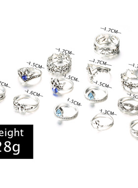 Vintage Pony Carving Lotus Diamond Set Women's Joint Ring